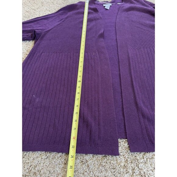 CATHERINES Cardigan Sweater Purple Open Front Ribbed 3X Casual Basic READ - Picture 7 of 8